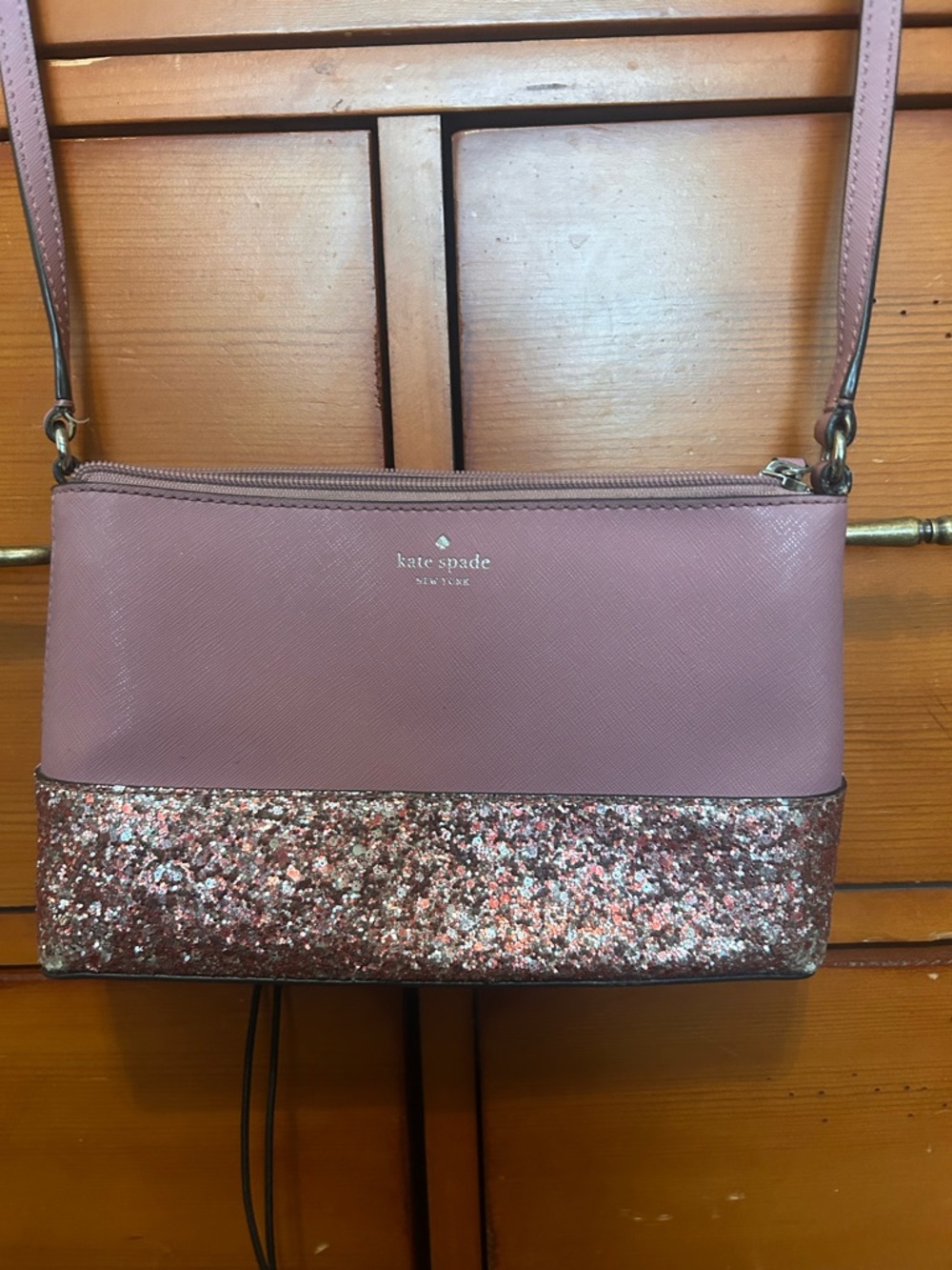 Pink Kate spade Leather Crossbody Bag with Glitter Accent